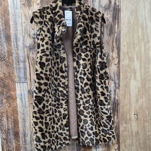 Leopard Print Faux Fur Vest